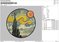 Starry Night Embroidery File 6 sizes