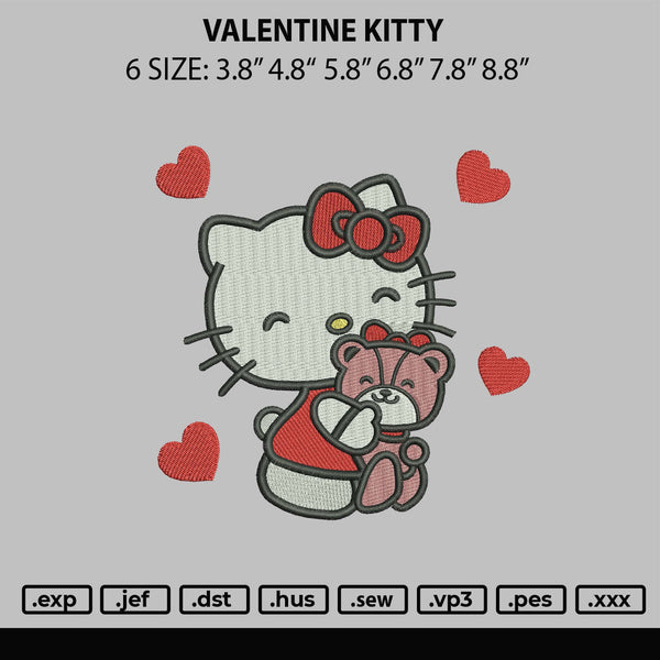 Valentine Kitty Embroidery File 6 sizes