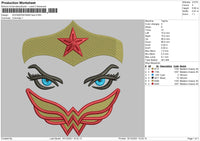 Wonder Woman Face Embroidery