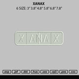 Xanax Embroidery File 6 sizes