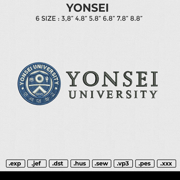 YONSEI Embroidery File 6 size
