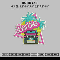 Barbie Car Embroidery File 6 sizes