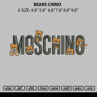 Bears Chino Embroidery File 6 sizes