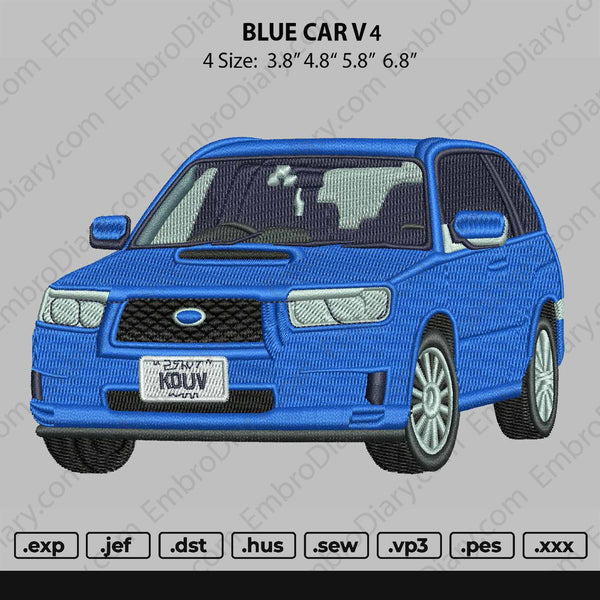 Blue Car V4 Embroidery