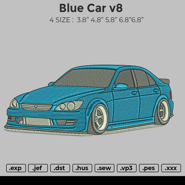 Blue Car v8 Embroidery