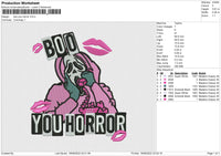 Boo You Horror Embroidery