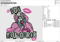 Boo You Horror Embroidery