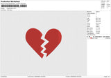 Break Heart Embroidery File 6 size