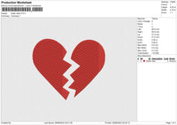 Break Heart Embroidery File 6 size