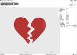 Break Heart Embroidery File 6 size