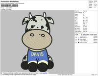 Cow Davis embroidery