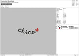 Chica Embroidery File 6 sizes