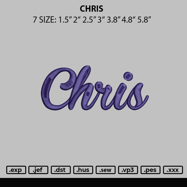 Chris Embroidery File 6 sizes