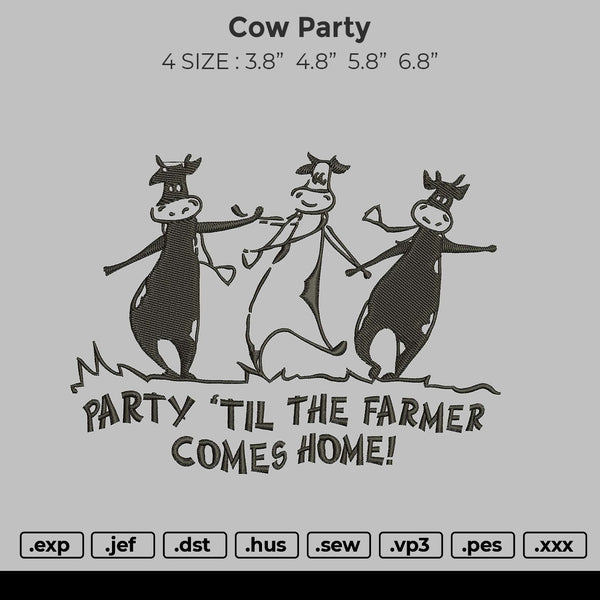 Cow Party Embroidery