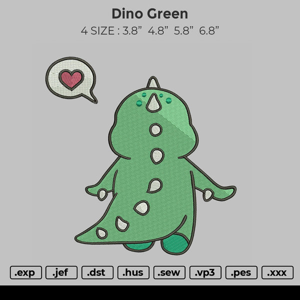 Dino Green Embroidery