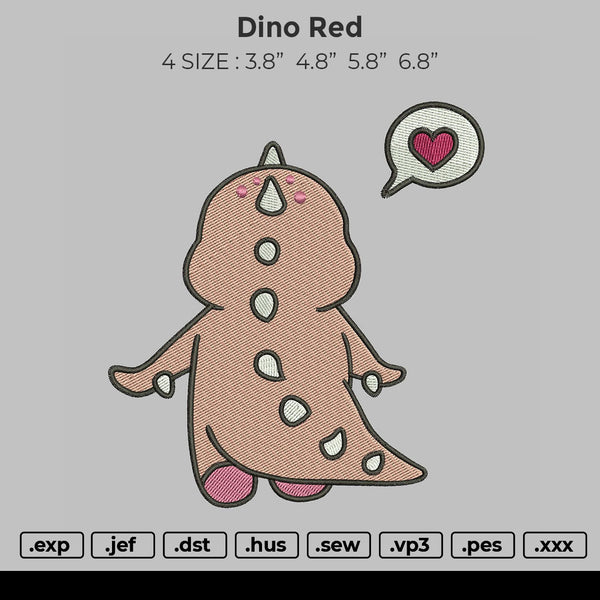 Dino Red Embroidery