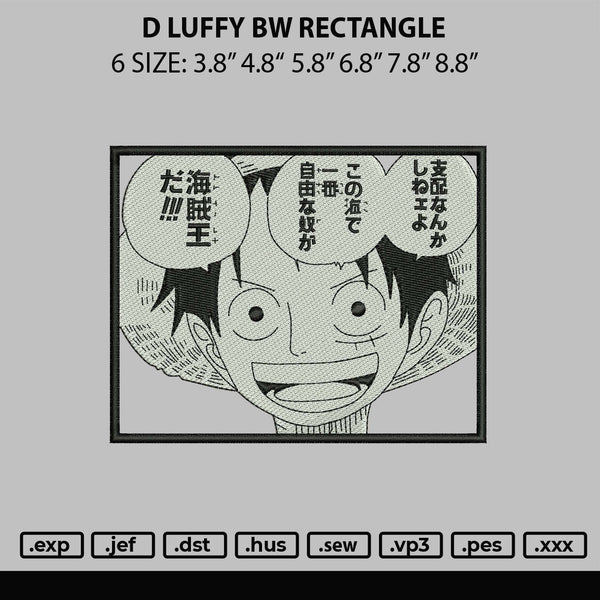 D Luffy Bw Rectangle Embroidery