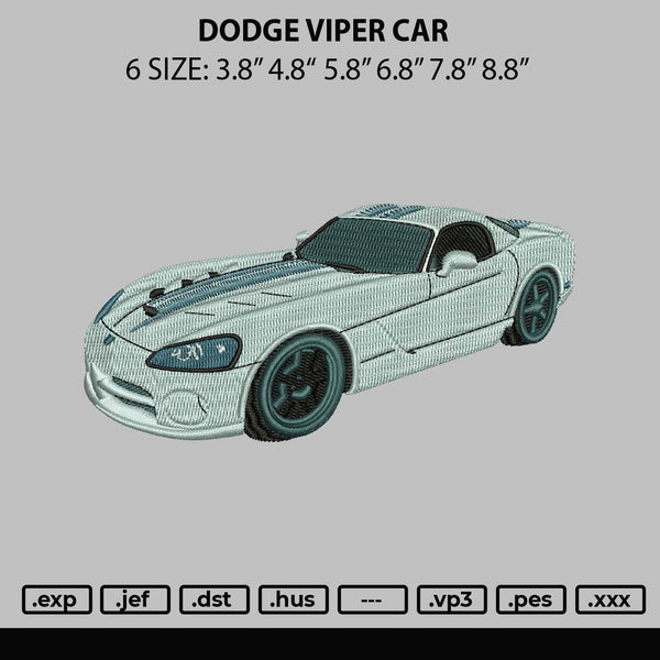 Dodge Viper Car Embroidery File 6 sizes