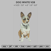 Dog white V28 Embroidery