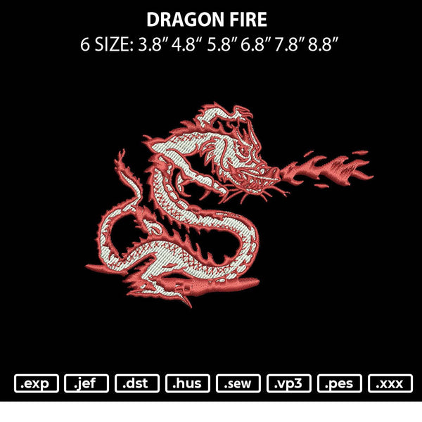 Dragon Fire Embroidery File 6 sizes