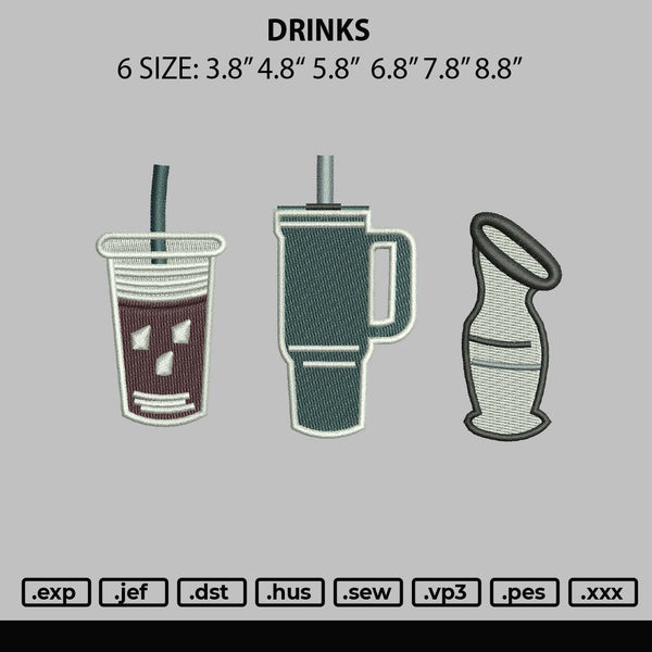 Drinks Embroidery File 6 sizes