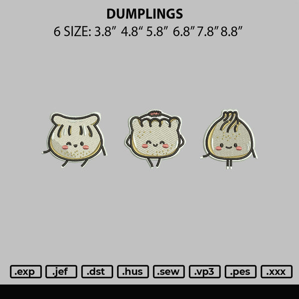 Dumplings Embroidery File 6 sizes