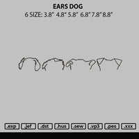 Ears Dog Embroidery File 6 sizes