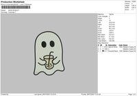 Ghost Drinking Embroidery File 6 sizes