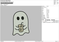 Ghost Drinking Embroidery File 6 sizes