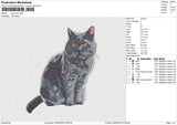 Gray Cat  Embroidery