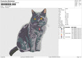 Gray Cat  Embroidery