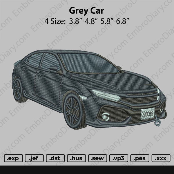 Grey Car Embroidery