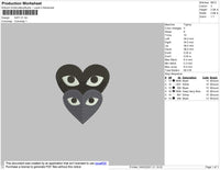 Heart Black Grey Embroidery