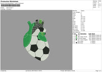 Heart Soccer Embroidery File 6 sizes
