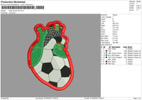 Heart Soccer Puff Embroidery File 6 sizes