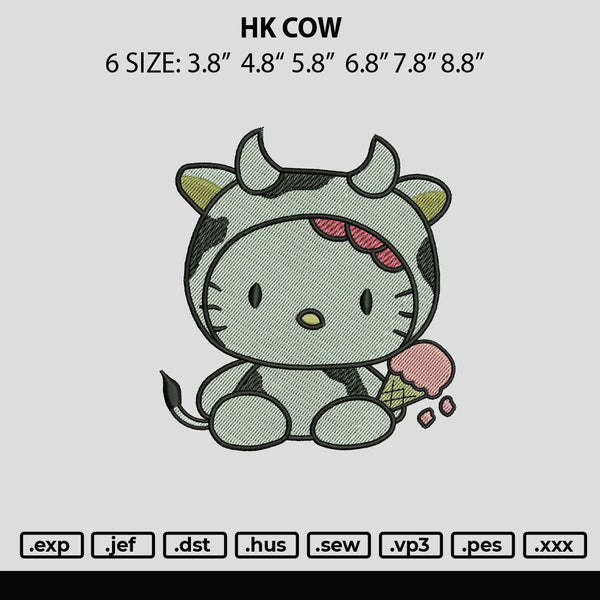 Hk Cow Embroidery File