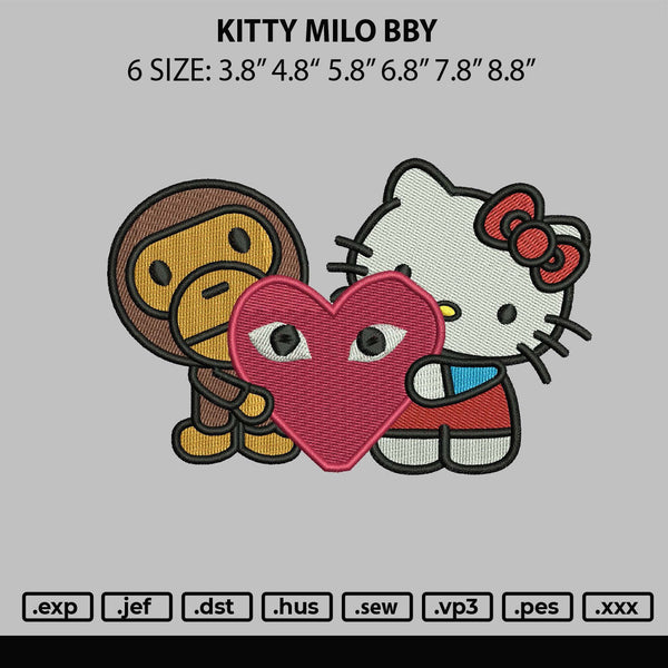 Kitty Milo Bby Embroidery File 6 sizes