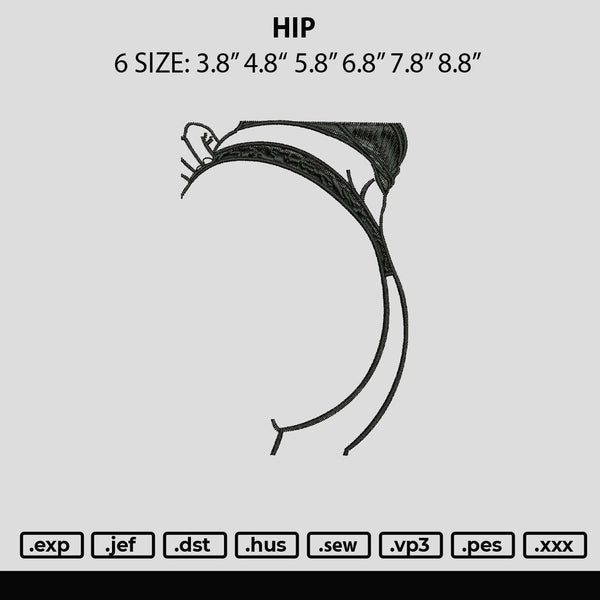Hip Embroidery File 6 sizes