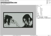 Itachi Vs Sasuke BW Embroidery