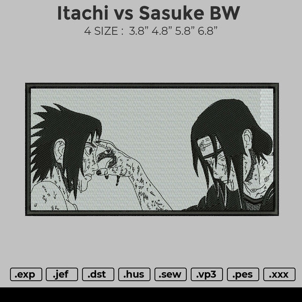 Itachi Vs Sasuke BW Embroidery