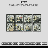 Jett V Embroidery File 6 sizes