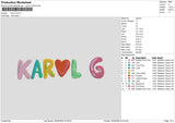 Karol Color Embroidery File 6 sizes