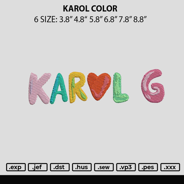 Karol Color Embroidery File 6 sizes