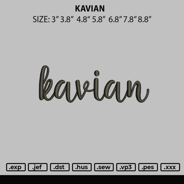 Kavian Embroidery File 6 sizes