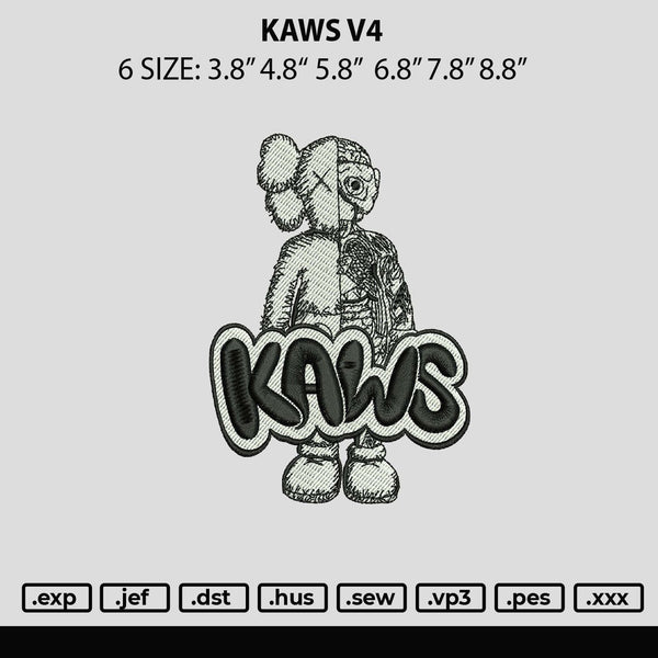 Kaws V4 Embroidery File 6 Sizes