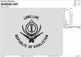 Khalistan Embroidery File 6 sizes