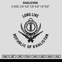 Khalistan Embroidery File 6 sizes
