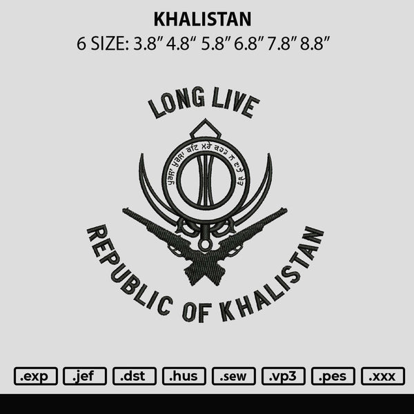 Khalistan Embroidery File 6 sizes