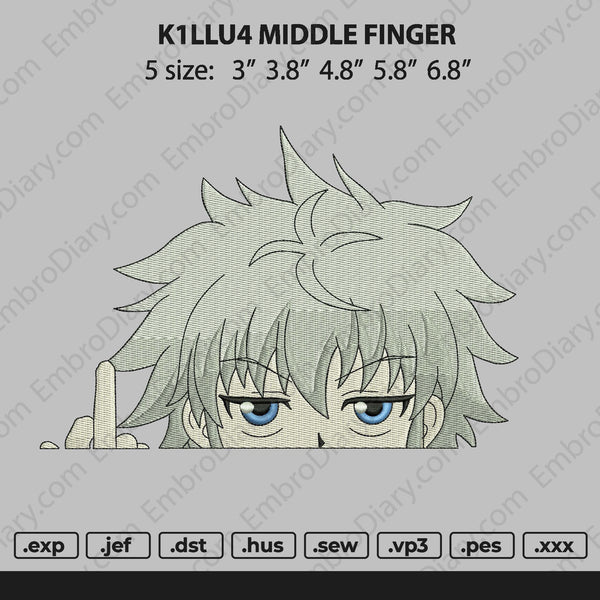Killua Middle Finger  Embroidery