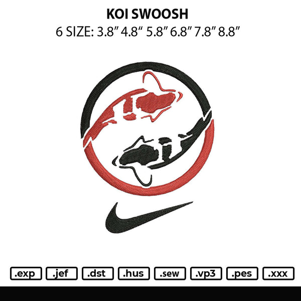Koi Logo Embroidery File 6 sizes